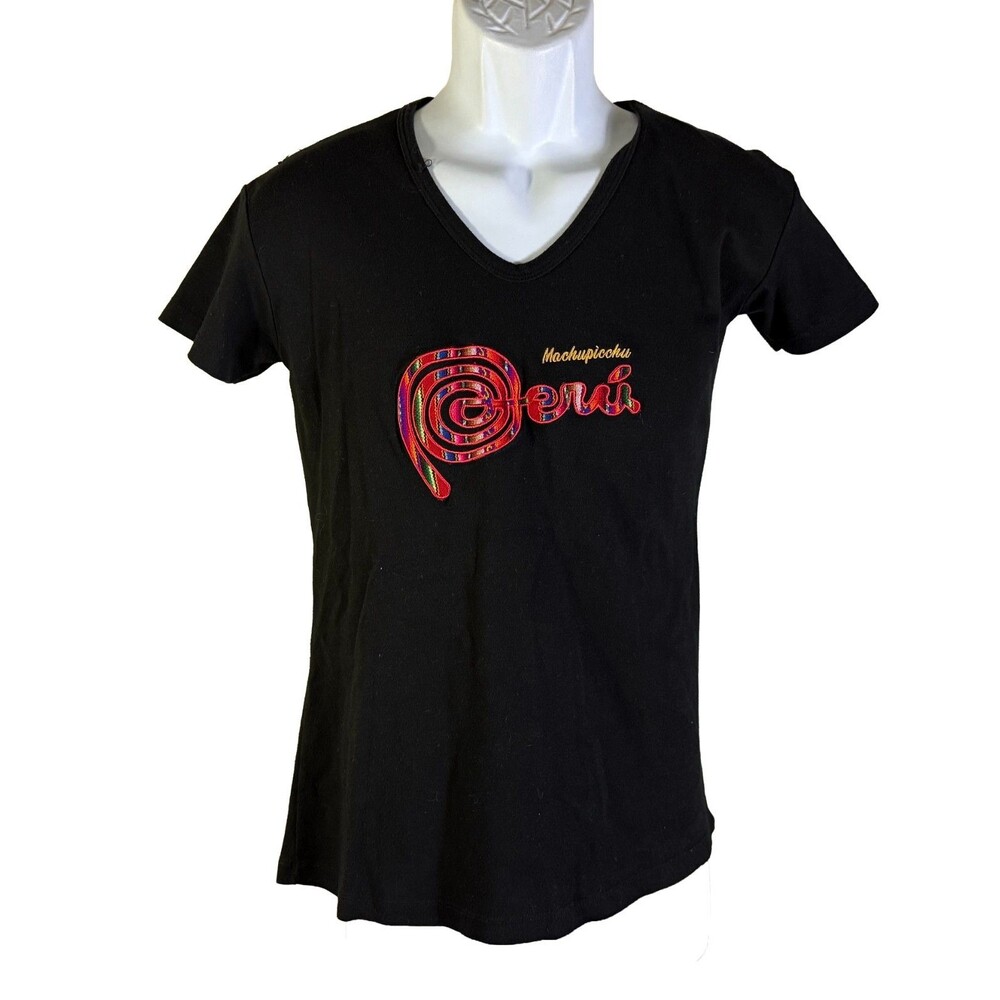 Mango Arts Girls PERU MACHU‎ PICCHU Short Sleeve Pull-Over Shirt Black XL
